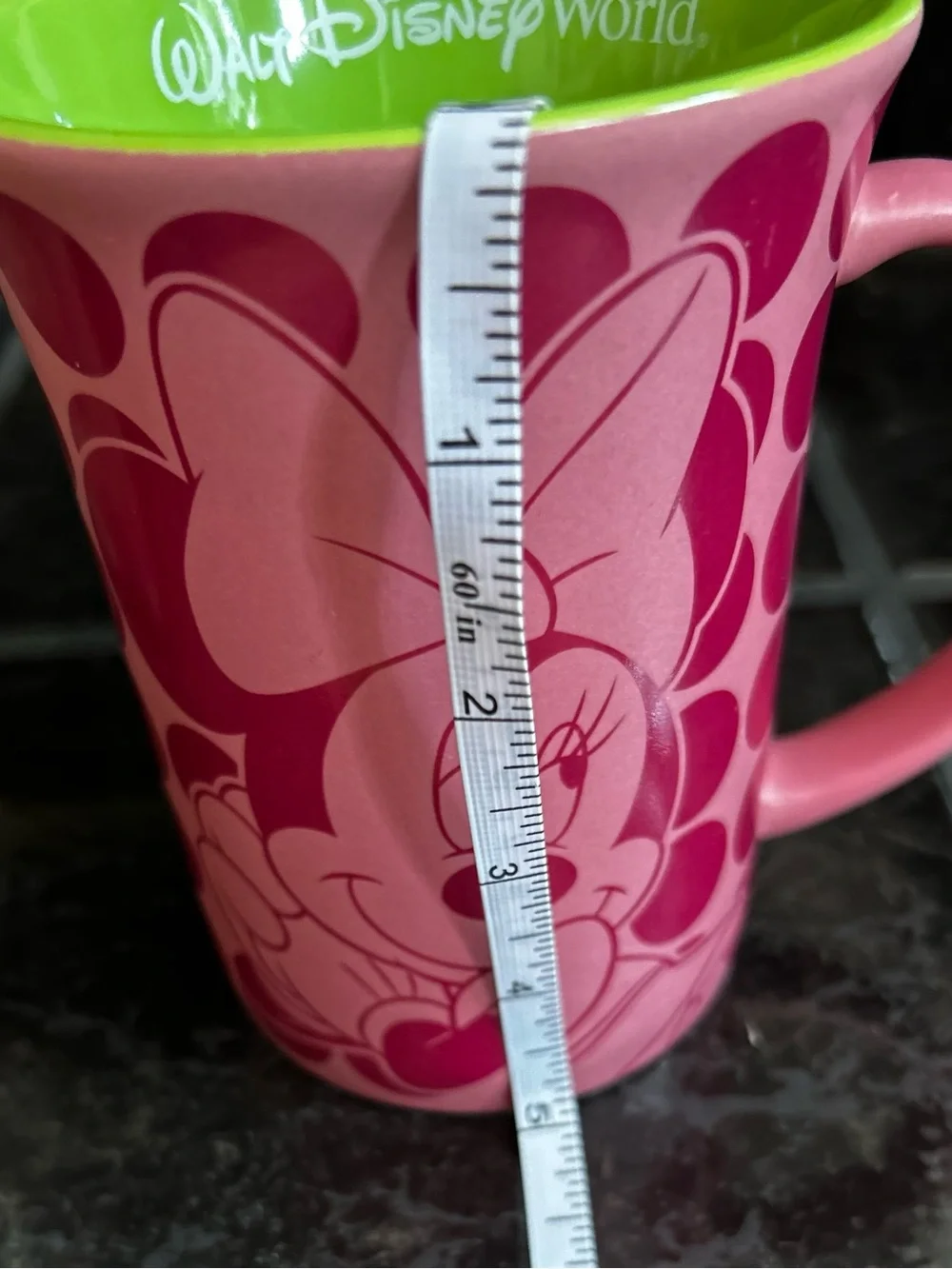 Walt Disney World Minnie Mouse Pink Polka Dot & Lime Green Mug Authentic